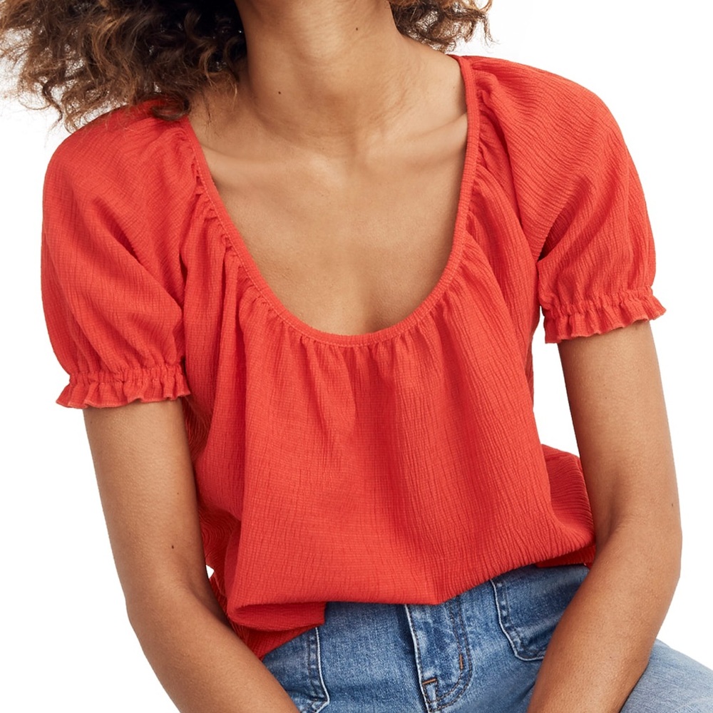 Madewell Texture & Thread red peasant top